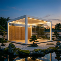 Pérgola Bioclimática Motorizada Automática de Aleación de Aluminio con Luces LED, Techo de Láminas Impermeable, Gazebo para Jardín Lcy Lcy0001