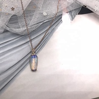 Collier Pendentif Feuille de Plante Océanique en Émail et Opale Blanche d'Australie, en Argent Sterling 925 Massif Plaqué Or 18K, pour Femme, Bijoux Fins