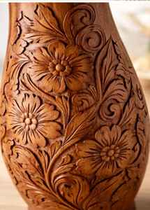 Florero de Madera Hecho a Mano con Intrincados Relieves Florales, Maceta Decorativa Tradicional de Madera para Decoración del Hogar y la Oficina - Product Image 6