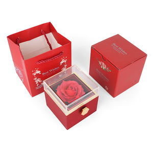 Nueva rotación Rose Jewelry Gift Box Día <span class=keywords><strong>de</strong></span> San Valentín <span class=keywords><strong>Matrimonio</strong></span> Acrílico Anillo Cajas Collar Almacenamiento Rose Jewelry Display Box - Product Image 5