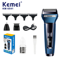 Kit de toilettage pour homme Kemei Km-6541 sans fil 3-en-1, rasoir à grille 600 mAh, tondeuse nez homme, tondeuse à lame en acier inoxydable fonctionnelle USB