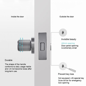 مجموعة خشبية حديثة مستديرة صامتة ذهبية قفل مخفي أسود نقر داخلي لغرفة النوم مخفي الحد الأدنى مقبض باب مخرش - Product Image 3