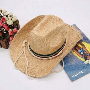 Wholesale Western Cowboy <b>Hats</b> Cheap Mens Raffia Straw <b>Flat</b> Brim Cowboy <b>Hats</b> for Men - Product Image 2