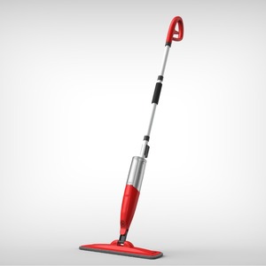 Fregona giratoria plana de diseño moderno con mango mágico de plástico de acero inoxidable para el hogar y la limpieza del hotel Embalaje en caja - Product Image 1