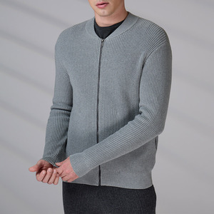 High Quality Long Sleeve <b>Zip</b> <b>Up</b> Sweater Winter Outfit 100% Cotton Custom GOTS Knitted Sweater <b>Cardigan</b> Men - Product Image 5