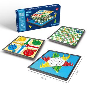 Gioco da Tavolo Educativo per Bambini, Set di Scacchi Magnetico 3-in-1 Pieghevole per Imparare Scacchi, Dama e <span class=keywords><strong>Monopoly</strong></span> - Product Image 1