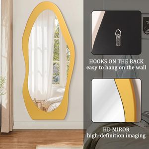 <span class=keywords><strong>Miroir</strong></span> moderne en <span class=keywords><strong>bois</strong></span> doré pleine longueur pour chambre à coucher <span class=keywords><strong>Miroir</strong></span> complet en <span class=keywords><strong>bois</strong></span> avec <span class=keywords><strong>porte</strong></span> surdimensionnée irrégulière et ondulée <span class=keywords><strong>Miroir</strong></span> de sol design - Product Image 5