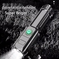 Lampe torche LED puissante, étanche, zoomable, rechargeable par USB, avec luminosité réglable pour une utilisation en cas d'urgence