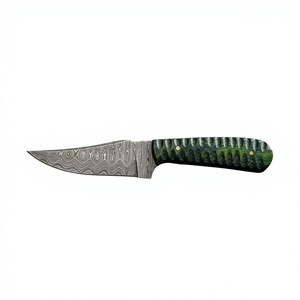 Cuchillo de Hoja Fija con Punta de Gota, Acero de Damasco Forjado, 20 cm, Mango de Madera Pakka Azul, Garantía de 3 Años, para Camping, Caza, Bricolaje y Supervivencia - Product Image 1