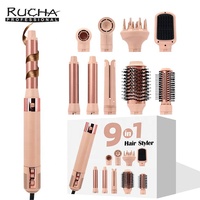 RUCHA 9-in-1 Haarstyler Haarstyling-Werkzeuge Automatischer Lockenstab Heißer Kamm Ionischer Hochgeschwindigkeits-BLDC-Haartrockner-Bürste