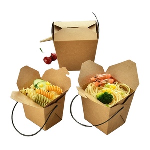 Ristoranti riciclabili servizio di consegna cibo contenitore secchi impilabili marrone Mini scatole da asporto cinesi - Product Image 3