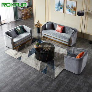 Giá rẻ ý 1 + 2 + 3 ghế sofa vải đặt sang trọng nhung màu xám sofa hiện đại biệt thự phòng khách Vàng cắt ghế Bìa sofa bộ - Product Image 1