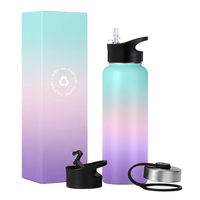 Bouteille d'eau en acier inoxydable ml, Triple isolation, avec couvercle en paille, à capuchon rabattable, idéale pour la randonnée, le cyclisme et les exercices