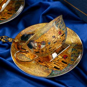 <span class=keywords><strong>Kiss</strong></span> Palace Style European Ceramic Bone China Taza de café Juego de platillos Retro Británico Té DE LA TARDE Tropical Turco para uso en Bar - Product Image 5