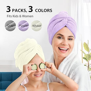 Ensemble de serviettes de cheveux en <span class=keywords><strong>microfibre</strong></span> 3 pièces en gros à séchage rapide, enveloppement de serviettes de tête <span class=keywords><strong>anti</strong></span>-frisottis - Product Image 4