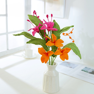 Fiori Artificiali all'Uncinetto Fatti a Mano: Rose, Tulipani, <span class=keywords><strong>Violette</strong></span> e Lavande - Eleganti Regali per Festival e Decorazioni per la Casa - Product Image 3