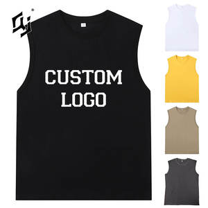 Canotta Sportiva Personalizzata con Logo Ricamato, T-shirt Senza Maniche 100% <span class=keywords><strong>Cotone</strong></span> da Uomo, Maglietta Base Traspirante con Stampa - Product Image 1