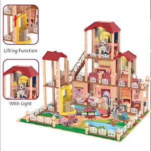 บ้านตุ๊กตาเด็กเล่นบ้าน3D พร้อมอุปกรณ์เสริมสำหรับไฟบ้านของเล่น2024แบบ DIY - Product Image 5