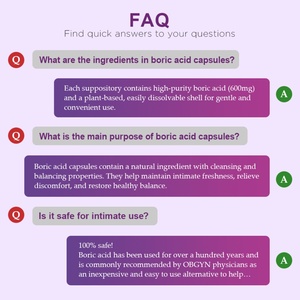 Chinaherbs Private Label Boric Acid Capsules Vaginal Suppositories Yoni Care 30 Pieces Per <b>Bottle</b> White Estrogen-Free - Product Image 6