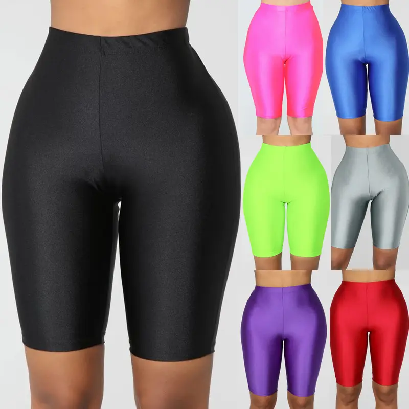 Calça de bicicleta elástica esportiva, plus size, para mulheres, cintura alta, motociclista