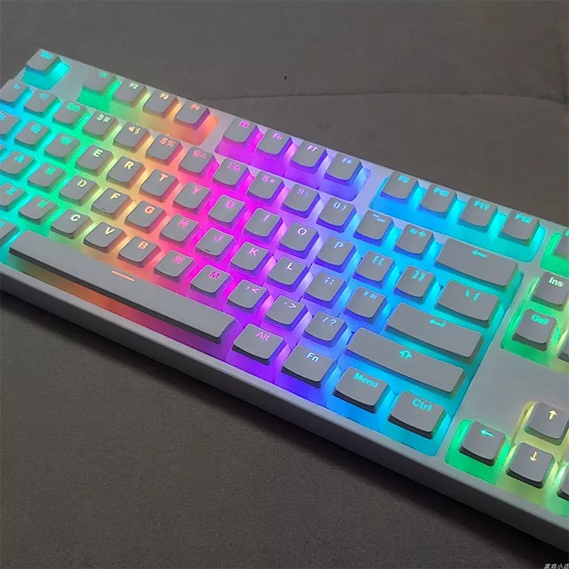 ZF Full size Mechanical Keyboard Wired PC Gamer Gaming Kit Cyan Switch Rainbow RGB Backlight Pudding Keyboard