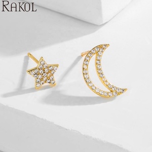 Boucles d'oreilles de poche Lacole EP2648 Design Lune et Étoile 2024 Prêtes à l'emploi Charme en Zircon Bijoux pour Femmes Accessoires - Product Image 6