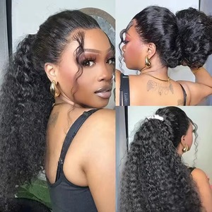 Perruque HD 360 Full Lace Cheveux Humains Brésiliens Bouclés Profonds, Prédécoupée Sans Colle, Ajustement Parfait, Cordon de Serrage, Onde d'Eau - Product Image 2