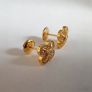 CUSTOM <b>SILVER</b> 10K/14K GOLD PLATED <b>SOLID</b> GOLD LAB GROWN DIAMOND ZICON ENGAGEMENT CLUSTER <b>EARRING</b> UNISEX CUTE ANNIVERSARY PARTY - Product Image 3