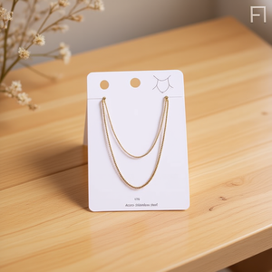 Collana a Doppio Strato in Acciaio Inossidabile con Perline Rotonde - Product Image 2