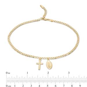 Bijoux <span class=keywords><strong>de</strong></span> baptême chrétien religieux classique, bracelet <span class=keywords><strong>de</strong></span> <span class=keywords><strong>cheville</strong></span> en or plaqué 14 carats avec croix pendante et Vierge Marie, pour cadeau - Product Image 6