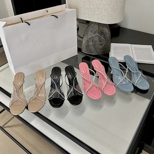 Sandalias de Tacón Transparentes de PVC con Pedrería, Diseño de Moda 2024, Nuevas Sandalias de Diseñador para Mujer, Pantuflas para Dama - Product Image 2