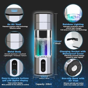 Générateur d'hydrogène portable non électrique, filtre à eau, ioniseur, 8000PPB, eau pure riche en H2, <span class=keywords><strong>alcaline</strong></span>, bouteille de 200 ml sans BPA, à boire - Product Image 2
