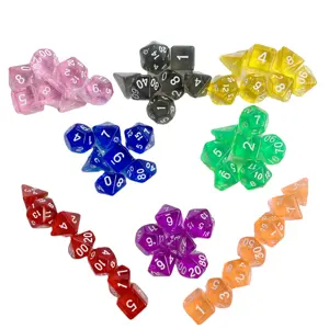 透明库存多面体TRPG彩色DND每套7件果冻透明定制20面塑料游戏骰子
