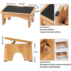 Adjustable Under <b>Desk</b> Footrest Ergonomic Foot for Under <b>Desk</b> with 3 Height Position Wooden Foot <b>Stool</b> Under <b>Desk</b> - Product Image 2