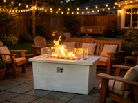 Brasero rectangulaire en béton pour extérieur, foyer portable pour terrasse