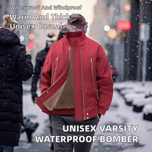 ODM Custom Unisex Varsity Bomber Sports <b>Jacket</b> Stand Collar <b>Waterproof</b> Windproof Thick Zipper Closure Winter Casual Outdoor 220g - Product Image 2