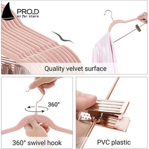 Clothing Store Multifunctional Adult Pink Gray Velvet Pants SKirt <strong>Hanger</strong> With <strong>Clip</strong> - Product Image 5