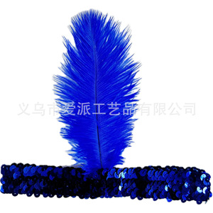 Ostrich Feather Headband Elastic <b>Sequin</b> Prom Party Costume Accessory - Product Image 3