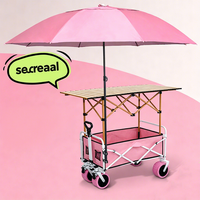 Chariot de courses et de camping pliable industriel à quatre roues, portable, haute performance, vente directe usine