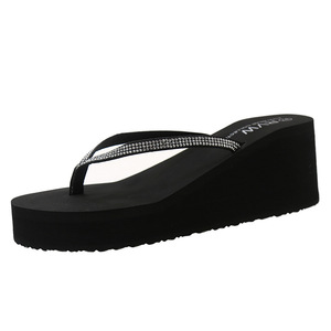 Sandales compensées à strass pour <span class=keywords><strong>femme</strong></span>, à semelle épaisse, antidérapantes et résistantes à l'usure, pour l'extérieur et la plage, idéales pour l'été - Product Image 5