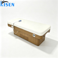 Table de massage électrique incurvée KISEN en cuir blanc personnalisable pour salon de beauté, lit de soin facial et cils avec 4 moteurs