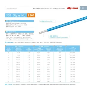 VDE8207 10-26AWG FEPワイヤーおよびケーブル180C300/300V家電照明ヒーター産業用電源用