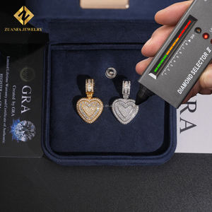 USA Local Stock GRA Certificate Pass Diamond <b>Tester</b> Hip Hop Jewelry 925 Silver Baguette Moissanite Diamond Heart Pendant - Product Image 2