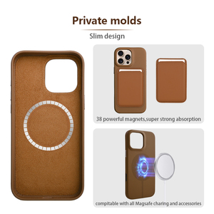 เคสโทรศัพท์หนังวัว<span class=keywords><strong>แท้</strong></span>คุณภาพสูง ดีไซน์หรูหรา พร้อมระบบชาร์จไร้สายแบบแม่เหล็ก สำหรับ <span class=keywords><strong>iPhone</strong></span> 15 16 17 Pro Max - Product Image 2