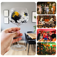 Verres à vin personnalisés avec logo, rouge irisé, classiques, luxueux, thème Halloween, faits à la main, 14,54 oz, imprimés