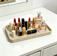 Plateau de rangement rectangulaire en résine à texture grès pour cosmétiques, bijoux, parfums et clés d'entrée