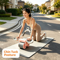 Nouvelle Roue d'Exercice à Rebond Automatique Haute Résistance pour Entraînement Abdominal à Domicile pour Hommes et Femmes Adultes