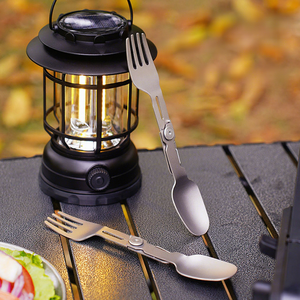 Ensemble de fourchettes, cuillères et baguettes pliables, ustensiles de camping pliables, légers et portables, équipement de plein air - Product Image 1