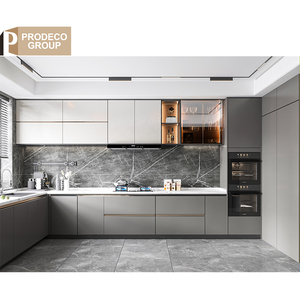 Muebles de Cocina Modernos en Forma de <span class=keywords><strong>L</strong></span>, Lacados en Blanco, Diseño Completo para Proyectos de Villas, Unidad de Gabinetes de Cocina - Product Image 4