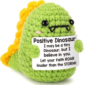 Cadeaux créatifs et positifs en forme d'animaux au crochet (dinosaures et vaches) pour le soutien émotionnel et stimulant des collègues et de la famille, et cadeaux mignons en forme de dinosaures pour la remise des diplômes - Product Image 3